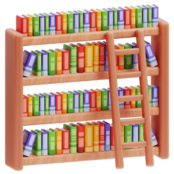 3D bookshelf icon on transparent background png