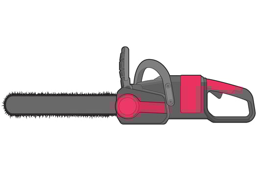 Chainsaw isolated illustration, vector art, Chainsaw vector, petrol chain saw, modern chainsaw, art concept, vector.
