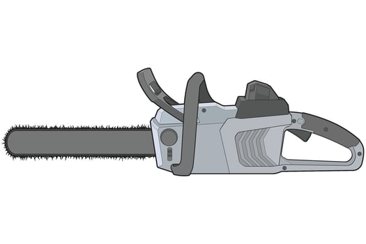 Chainsaw isolated illustration, vector art, Chainsaw vector, petrol chain saw, modern chainsaw, art concept, vector.