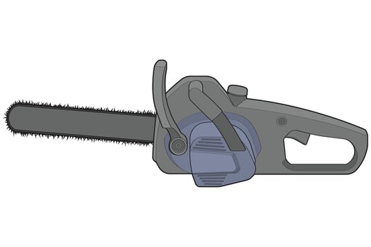 Chainsaw isolated illustration, vector art, Chainsaw vector, petrol chain saw, modern chainsaw, art concept, vector.