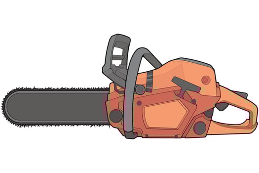 Chainsaw isolated illustration, vector art, Chainsaw vector, petrol chain saw, modern chainsaw, art concept, vector.