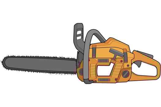 Chainsaw isolated illustration, vector art, Chainsaw vector, petrol chain saw, modern chainsaw, art concept, vector.