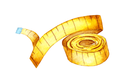 Watercolor illustration of yellow centimeter tape. Tailor's tape measure, or needlework. Tape for measuring length and volume. Measure of length. Isolated. Drawn by hand. png