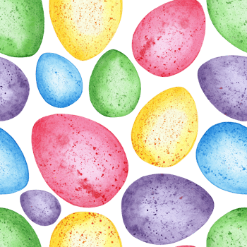 Watercolor illustration of Easter eggs seamless pattern. Endless repeating multi-colored eggs print. Easter, religion, tradition. Isolated. Drawn by hand. png
