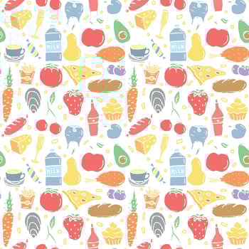 Seamless food pattern. Doodle food background vector
