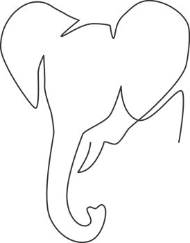 Single continuous line drawing of big cute elephant business logo identity. African safari animal icon concept. Trendy one line draw design graphic illustration png