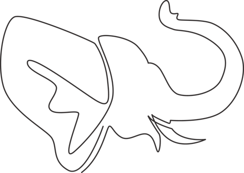 One single line drawing of big cute elephant corporate logo identity. Mammals zoo animal icon concept. Modern continuous line draw design graphic illustration png
