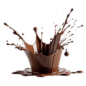 AI generated Chocolate splash, with chocolate drops flying in different directions isolated on PNG background.