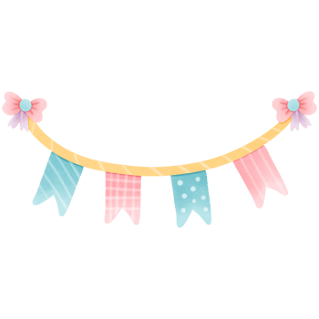 Happy birthday party banner flag cute colorful isolated on transparent background png