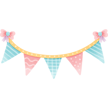 Happy birthday party banner flag cute colorful isolated on transparent background png