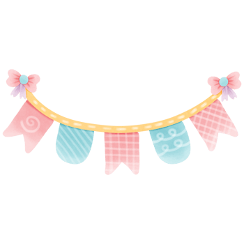Happy birthday party banner flag cute colorful isolated on transparent background png