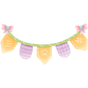 Happy birthday party banner flag cute colorful isolated on transparent background png
