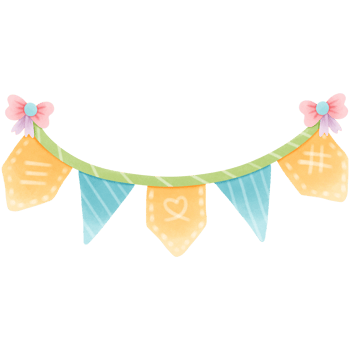 Happy birthday party banner flag cute colorful isolated on transparent background png
