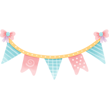 Happy birthday party banner flag cute colorful isolated on transparent background png