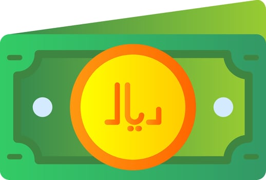 Riyal Flat Gradient Icon vector