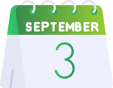 3rd of September Flat Gradient Icon vector