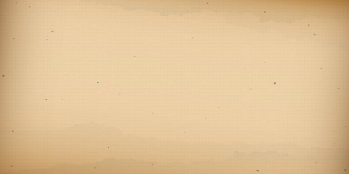 Old parchment paper sheet vintage aged stained with water stains and ink drops vector illustration background.