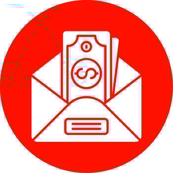 Envelope Glyph Circle Multicolor Icon vector