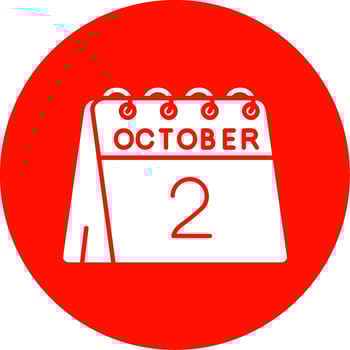 2nd of October Glyph Circle Multicolor Icon vector