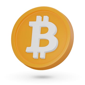 3D coin. Cryptocurrency symbol Bitcoin BTC. 3D Vector icon. Illustration isolated on a white background