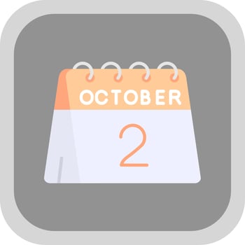 2nd of October Flat Round Corner Icon vector