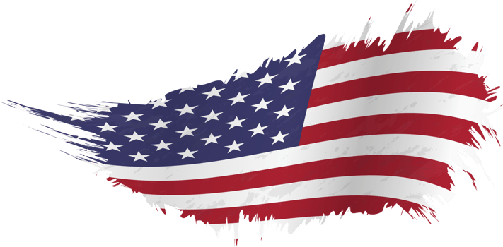 Flag of United States in grunge style with waving effect. png