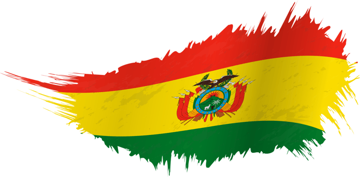 Flag of Bolivia in grunge style with waving effect. png