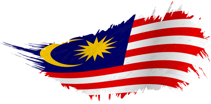 Flag of Malaysia in grunge style with waving effect. png