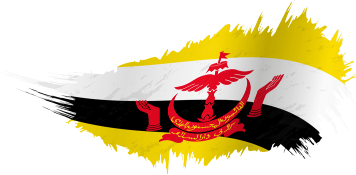 Flag of Brunei in grunge style with waving effect. png