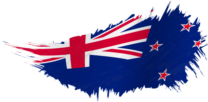 Flag of New Zealand in grunge style with waving effect. png
