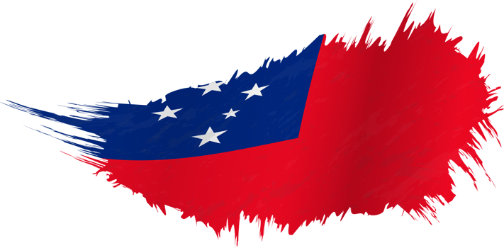 Flag of Samoa in grunge style with waving effect. png