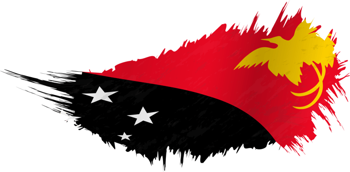 Flag of Papua New Guinea in grunge style with waving effect. png