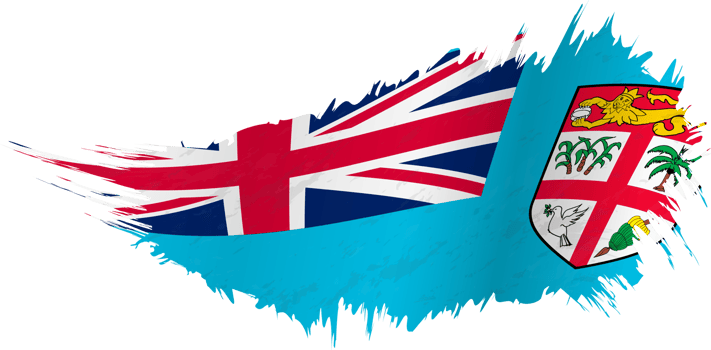 Flag of Fiji in grunge style with waving effect. png
