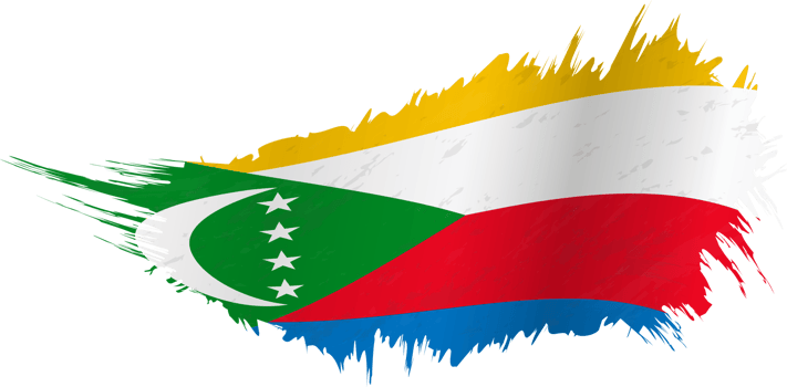 Flag of Comoros in grunge style with waving effect. png