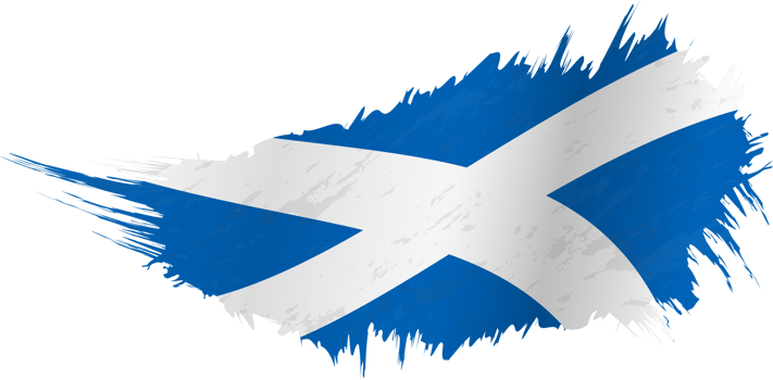 Flag of Scotland in grunge style with waving effect. png