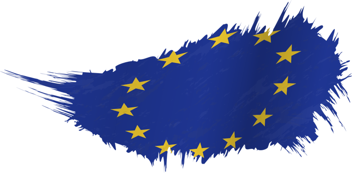Flag of European Union in grunge style with waving effect. png