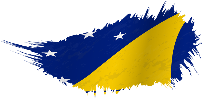 Flag of Tokelau in grunge style with waving effect. png