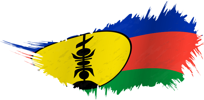 Flag of New Caledonia in grunge style with waving effect. png