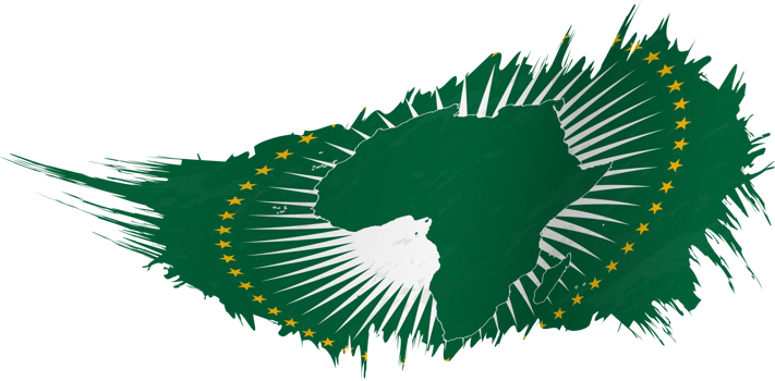 Flag of African Union in grunge style with waving effect. png