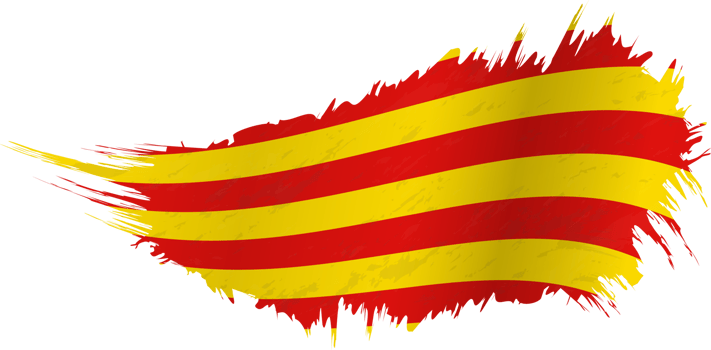 Flag of Catalonia in grunge style with waving effect. png