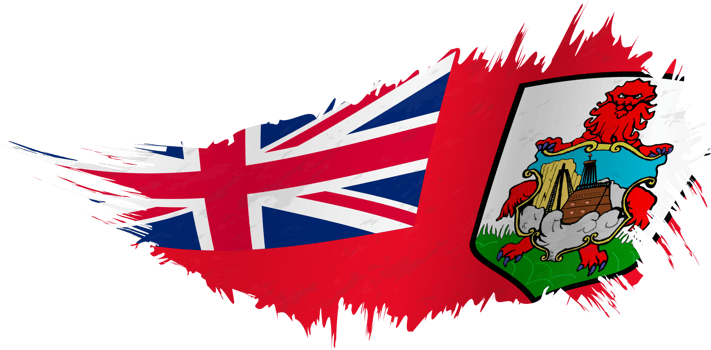 Flag of Bermuda in grunge style with waving effect. png