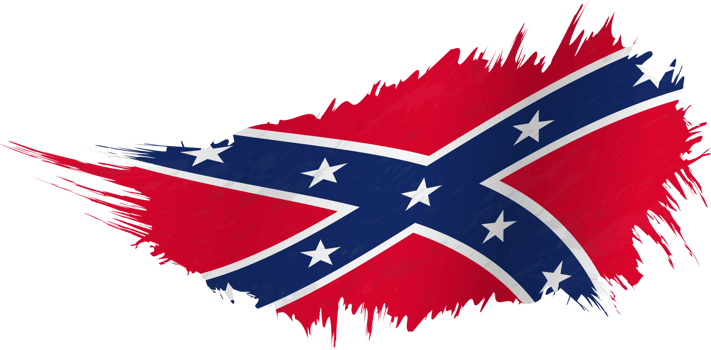 Flag of Confederate in grunge style with waving effect. png