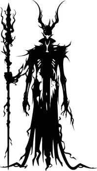 AI generated Silhouette undead lich black color only full body vector