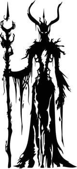 AI generated Silhouette undead lich black color only full body vector