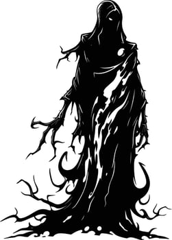AI generated Silhouette undead lich black color only full body vector