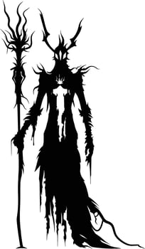 AI generated Silhouette undead lich black color only full body vector
