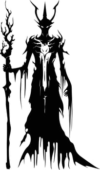 AI generated Silhouette undead lich black color only full body vector