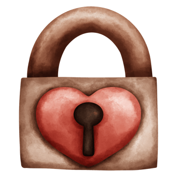 A cute and vintage heart shape locker in watercolor style png