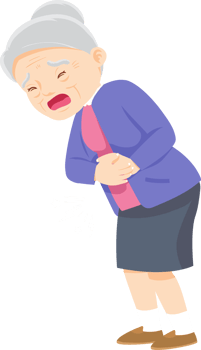 Grandma character have sick and symptom of pain png