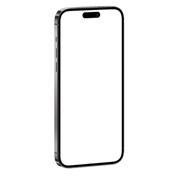 Detailed isometric style photo of gray smartphone without background. Template for mockup png
